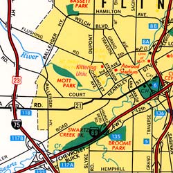 Michigan "StateSlicker" Road and Tourist Map, America.