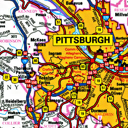 Pennsylvania "StateSlicker" Road and Tourist Map, America.