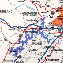 Tennessee "StateSlicker" Tourist Road Map, America.