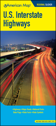 United States Interstate Highway "Regional Slicker" Road and Tourist Map.