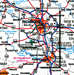 Virginia "StateSlicker" Road and Tourist Map, America.