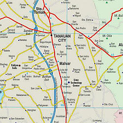 Luzon (Southwest) Road and Shaded Relief Tourist Map.