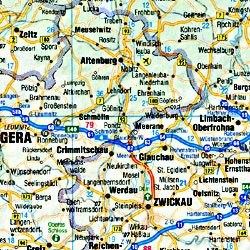 Germany Road and Shaded Relief Tourist Map.