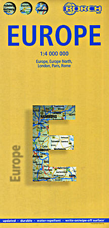 Europe Road and Shaded Relief Tourist Map.Scale 1:4,000,000.