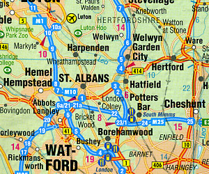 Great Britain and Northern Ireland, Road and Shaded Relief Tourist Map.