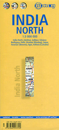 India North Road and Shaded Relief Tourist Map.