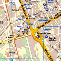 Morocco Road and Shaded Relief Tourist Map.