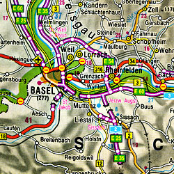 Germany Road and Shaded Relief Tourist Map.