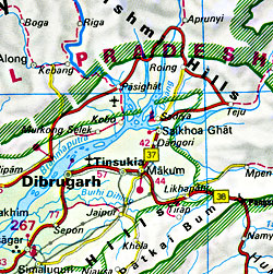 India Road and Shaded Relief Tourist Map.