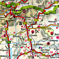 Spain and Portugal, Road and Shaded Relief Tourist Map.