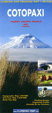 Cotopaxi Climbing and Trekking Map, Ecuador.