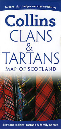 Scotland "Clans and Tartans" Road and Shaded Relief Map.