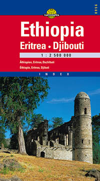 Ethiopia, Eritrea, and Djibouti, Road and Tourist Map.