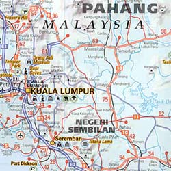 Singapore and Malaysia, Road and Tourist Map.