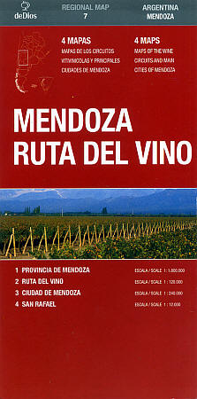 Mendoza Ruta del Vino Regional Road and Tourist Map.