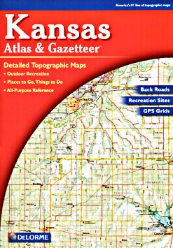 Kansas, Road, Topographic, and Shaded Relief Tourist ATLAS and Gazetteer, America.