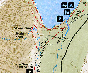 Grand Teton National Park, Road and Recreation Map (Hiking), Wyoming, America.