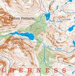 Wind River Range Northern, Road and Recreation Map, Wyoming, America.