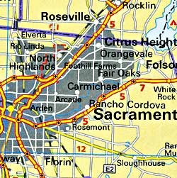 California Road and Shaded Relief Tourist Map, America.