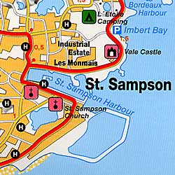 Channel Islands, Road and Shaded Relief Tourist Map.