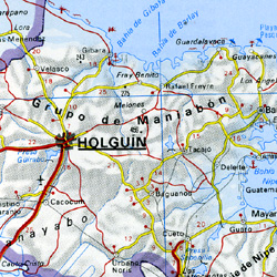 Cuba Road and Shaded Relief Tourist Map.