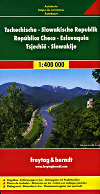 Czech and Slovak Republics, Road and Shaded Relief Tourist Map.