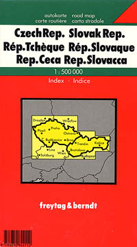 Czech Republic and Slovakia, Road and Shaded Relief Tourist Map.