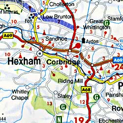 England and Wales, Road and Shaded Relief Tourist Map.