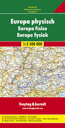 Europe "Physical" Road and Shaded Relief Tourist Map.