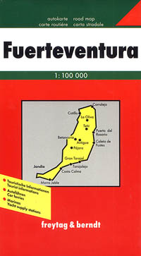 Fuerteventura Island, Road and Shaded Relief Tourist Map, Canary Islands, Spain.