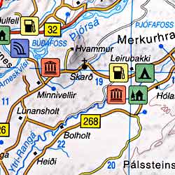 Iceland Road and Shaded Relief Tourist Map.