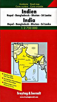 India Road and Shaded Relief Tourist Map.