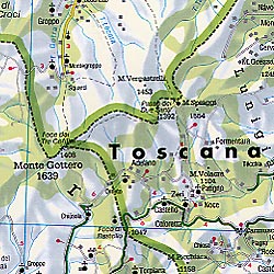 Italian Riviera Road and Shaded Relief Tourist Map.