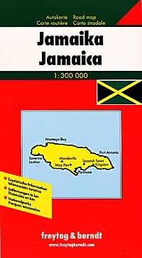 Jamaica Road and Shaded Relief Tourist Map.