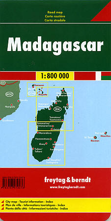 Madagascar Road and Shaded Relief Tourist Map.