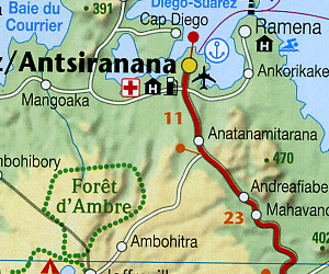 Madagascar Road and Shaded Relief Tourist Map.