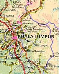 Malaysia Road and Tourist Map.