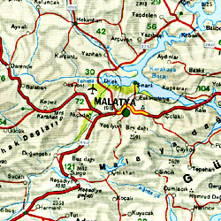 Middle East, Western Area, Road and Shaded Relief Tourist Map.