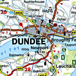 Scotland and Northern England Road and Shaded Relief Tourist Map, Scale 1:400,000.