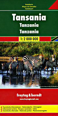 Tanzania Road and Tourist Map.