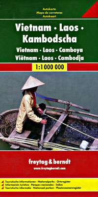 Vietnam, Laos, and Cambodia, Road and Tourist Map.