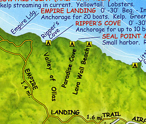 Catalina Island, Road and Recreation Map, California, America.