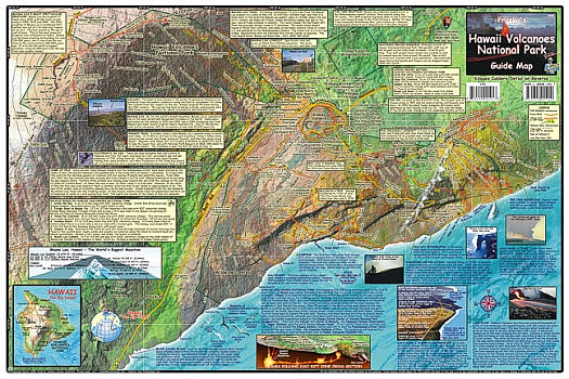 Hawaii Volcanoes National Park, Road and Recreation Map, Hawaii, The Big Island, Hawaii State, America.