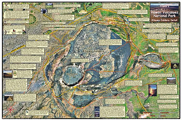 Hawaii Volcanoes National Park, Road and Recreation Map, Hawaii, The Big Island, Hawaii State, America.