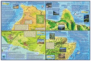 Molokai Road and Recreation Guide Map, Hawaii, America.