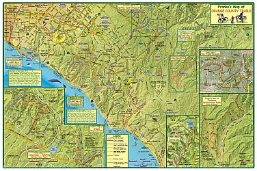 Orange County Trails, Road and Recreation Map, California, America.