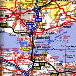 Scotland, Road and Shaded Relief Tourist Map.