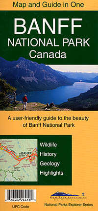 Banff National Park (Map and Guide), Road and Topographic Tourist Map, British Columbia and Alberta, Canada.