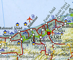 Iran and Tehran Road and Tourist Guide Map.