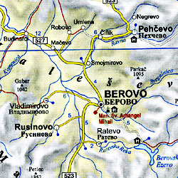 Macedonia Road and Shaded Relief Tourist Map.